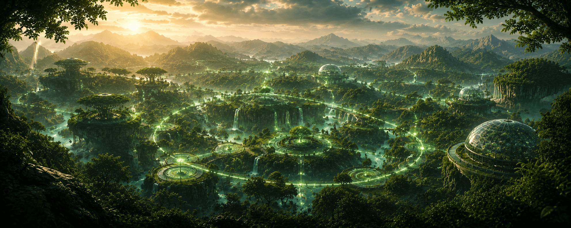 Cinematic concept artwork representing the connected Green Tree ecosystem